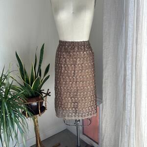 Donna Ricco Women’s 22 Skirt Mocha Brown Floral Lace Overlay Vintage 90s